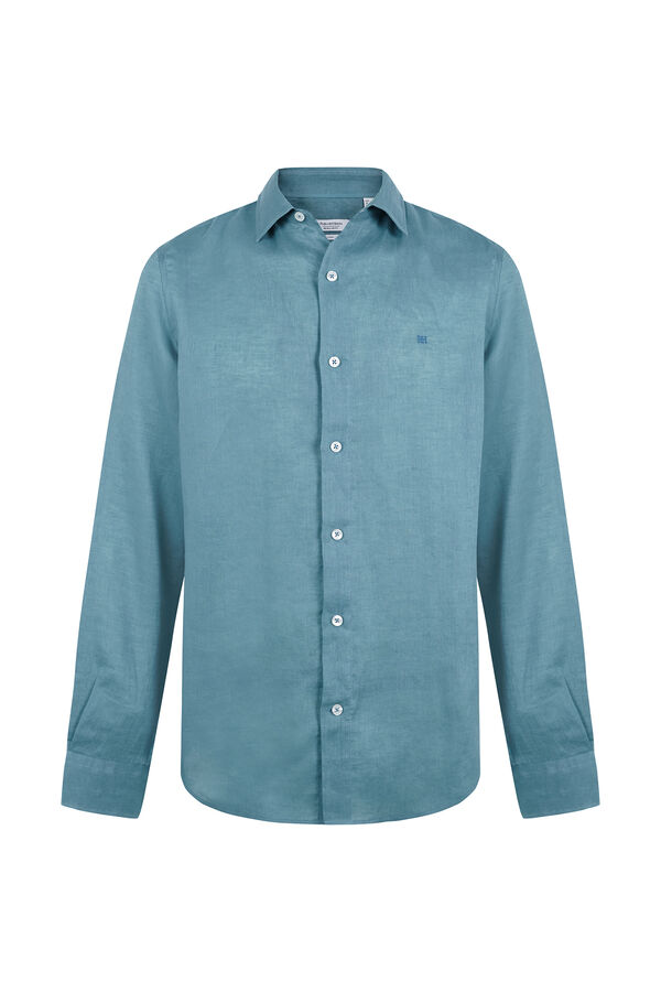 Pedro del Hierro Camisa lino lisa Turquesa