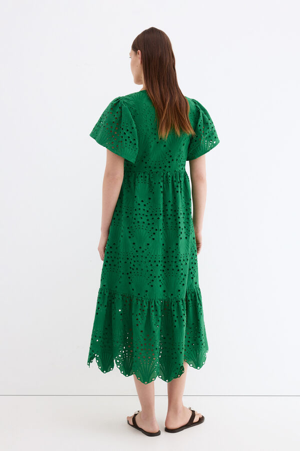 Pedro del Hierro Vestido algod&oacute;n bordados Verde