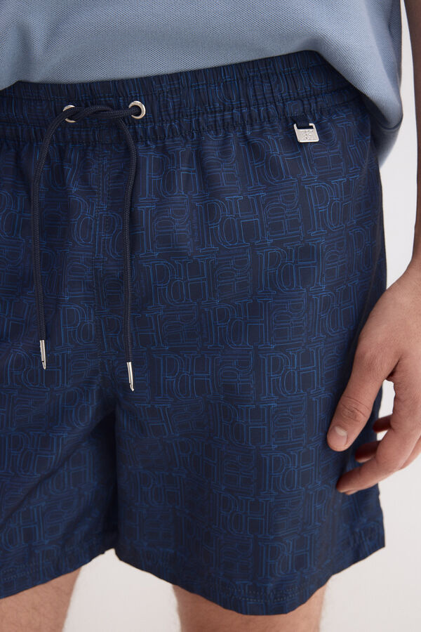 Pedro del Hierro Ba&ntilde;ador estampado logos Azul
