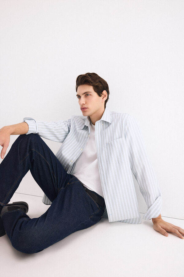 Pedro del Hierro Camisa non iron oxford rayas Verde