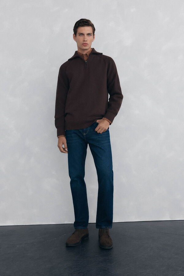 Pedro del Hierro Su&eacute;ter cuello vespa Marr&oacute;n