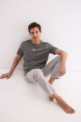 Pedro del Hierro Set de pijama punto y tela Gris