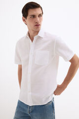 Pedro del Hierro Camisa lisa lino algod&oacute;n Blanco