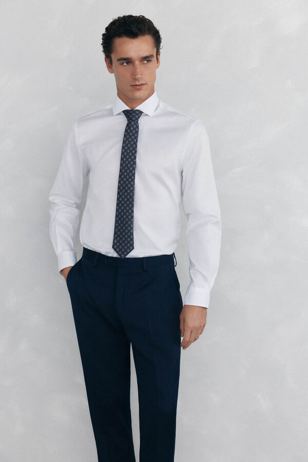 Pedro del Hierro Camisa lisa twill f&aacute;cil plancha + anti olor slim fit Blanco
