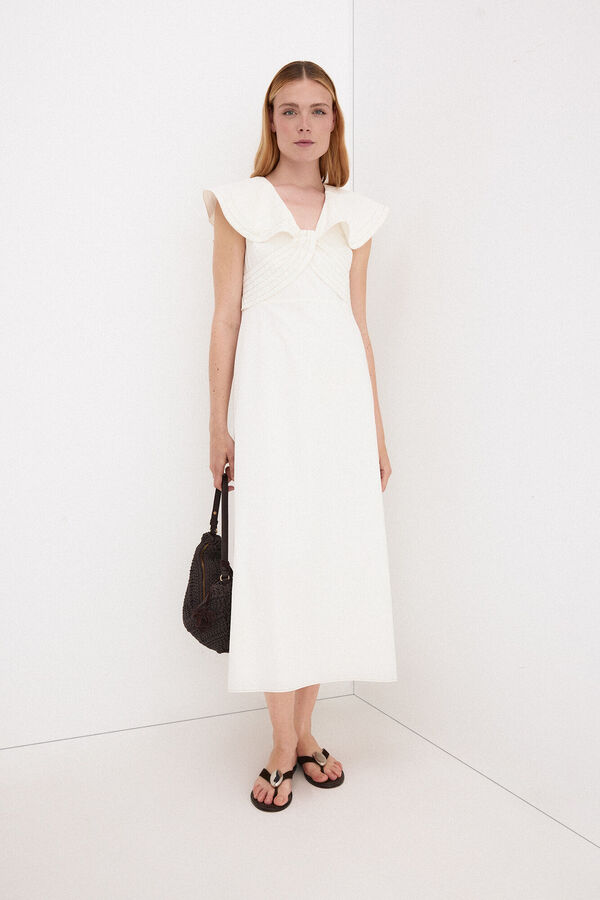Pedro del Hierro Vestido midi volantes Blanco