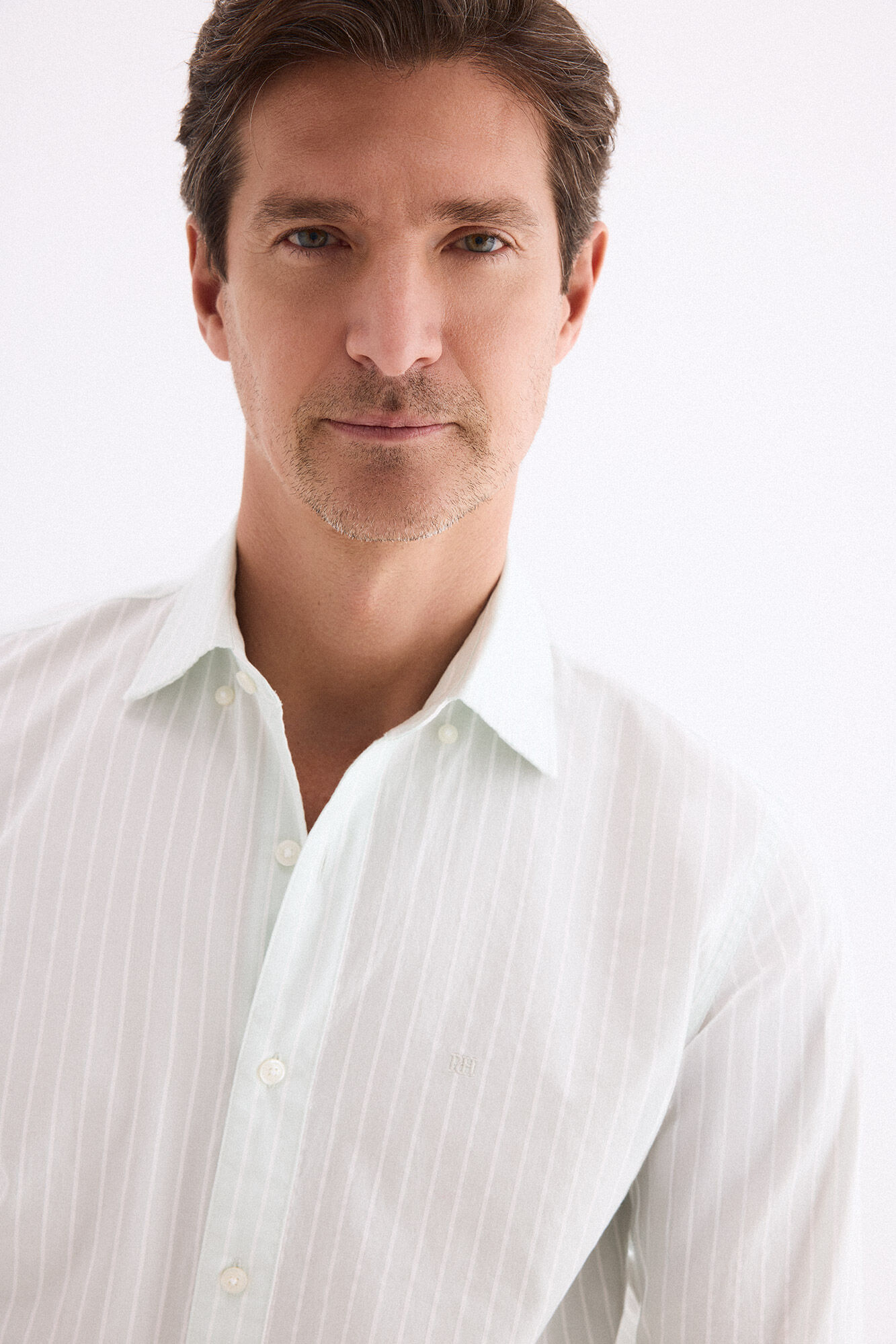 Pedro del Hierro Camisa popel&iacute;n labrado rayas