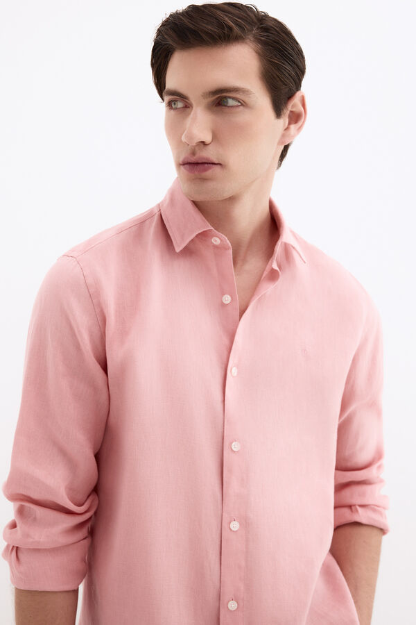 Pedro del Hierro Camisa lino lisa Coral