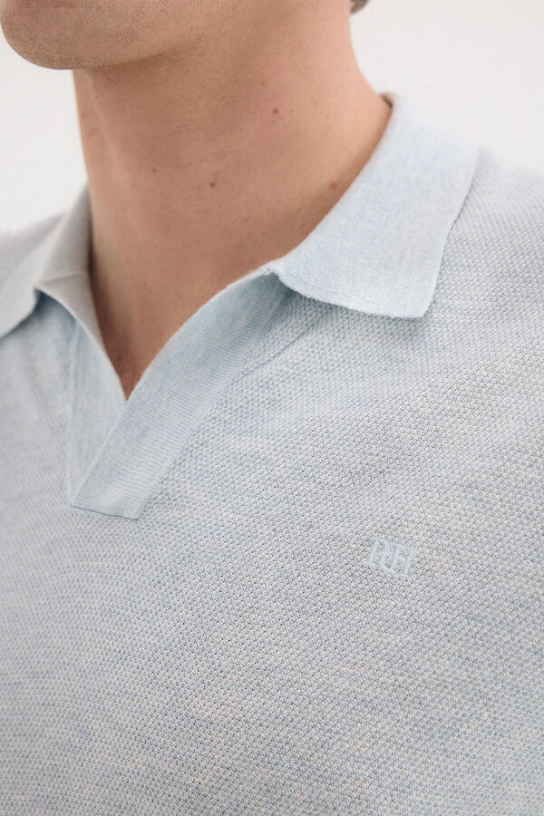 Pedro del Hierro Jersey polo lino manga larga Azul