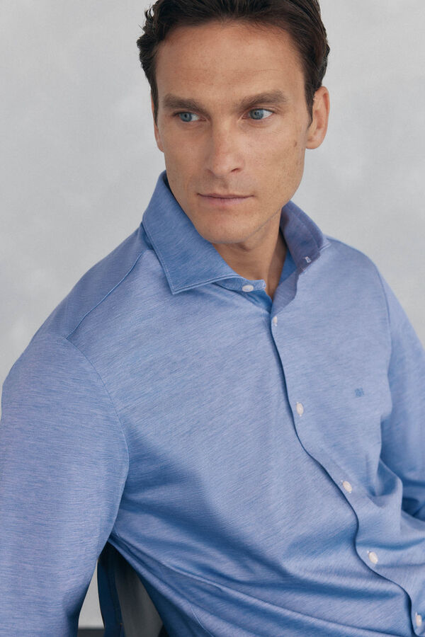 Pedro del Hierro Camisa lisa de punto Azul