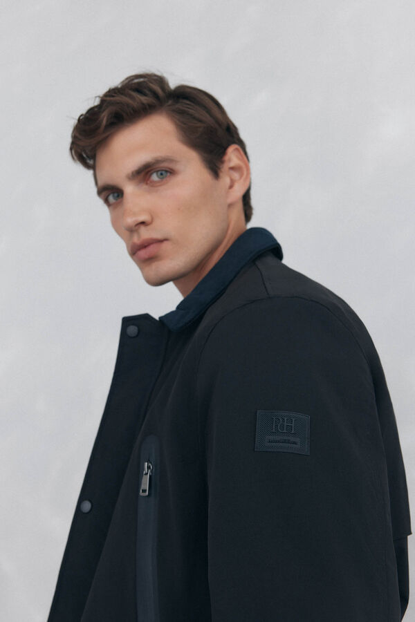 Pedro del Hierro Chamarra con vistas y cierre repelente al agua Negro