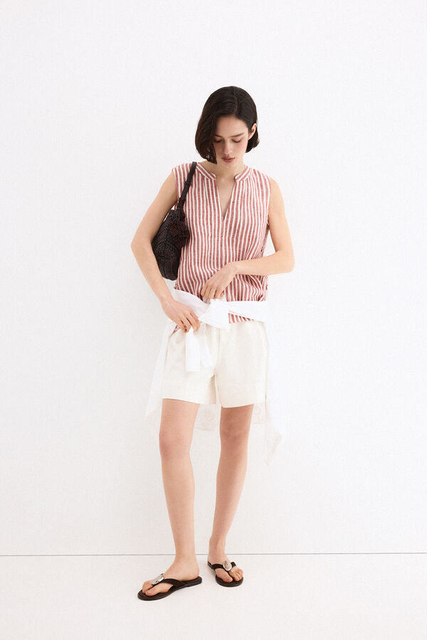 Pedro del Hierro Top lino rayas Rosa