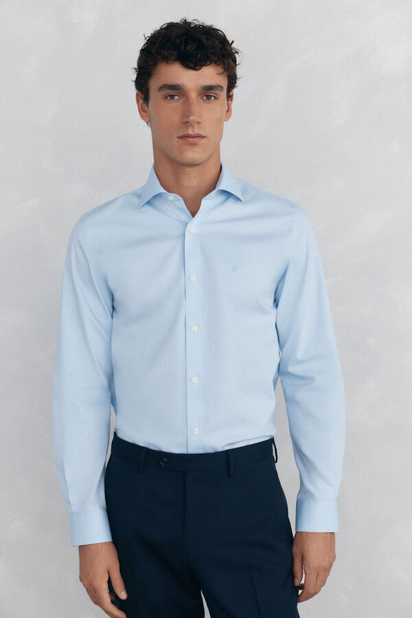 Pedro del Hierro Camisa de vestir lisa non iron + antimanchas Azul