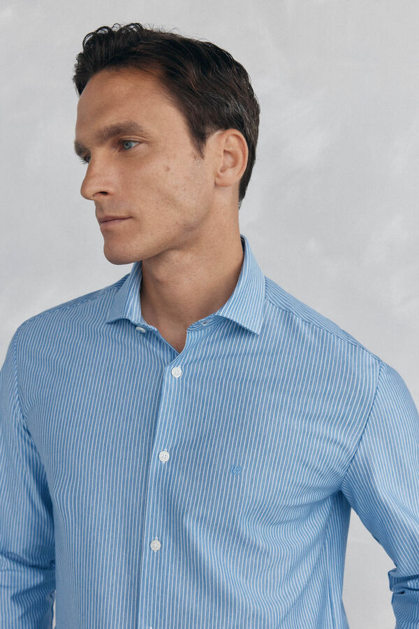 Pedro del Hierro Camisa de tejido de rayas Azul