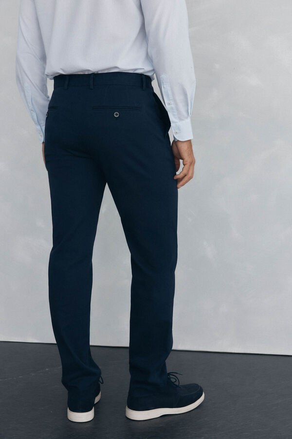 Pedro del Hierro Pantal&oacute;n chino de textura regular fit Azul