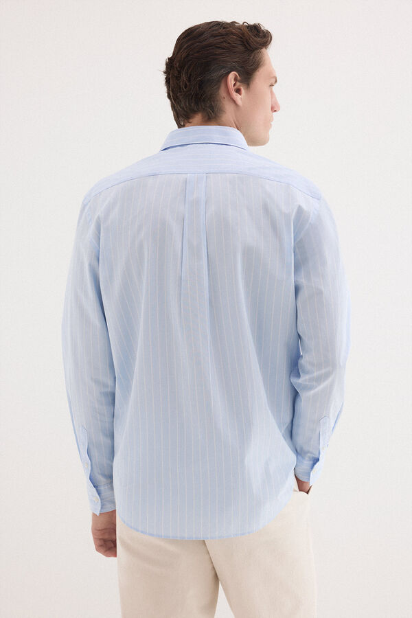 Pedro del Hierro Camisa rayas popel&iacute;n Azul