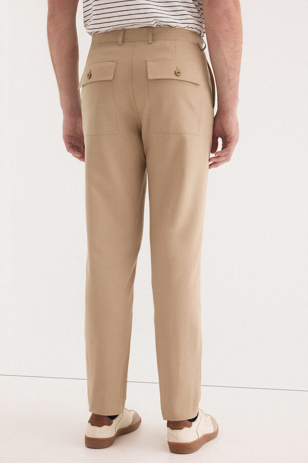 Pedro del Hierro Pantal&oacute;n lino worker regular Beige