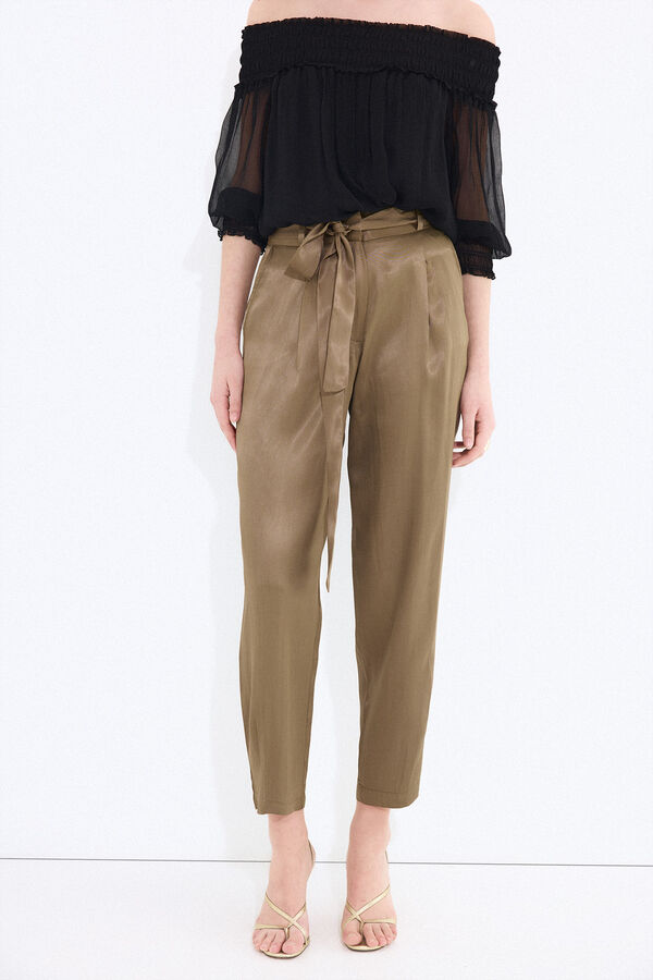 Pedro del Hierro Pantal&oacute;n satinado verde Verde
