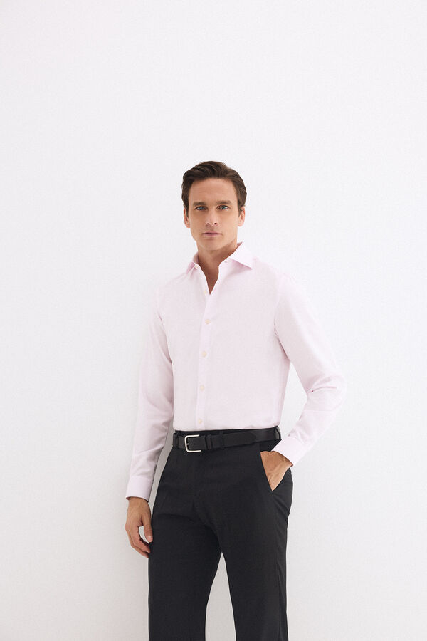 Pedro del Hierro Camisa vestir lisa non iron + antimanchas Rosa