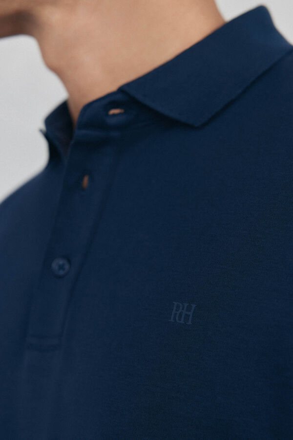 Pedro del Hierro Polo mercerizado manga larga Azul