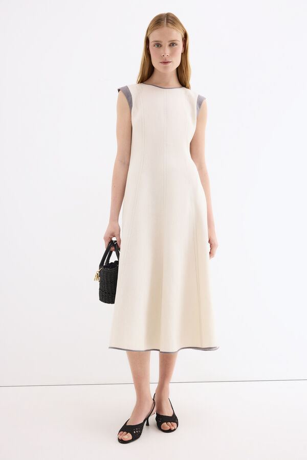 Pedro del Hierro Vestido midi con cortes Crudo