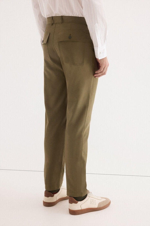 Pedro del Hierro Pantal&oacute;n lino worker regular Verde