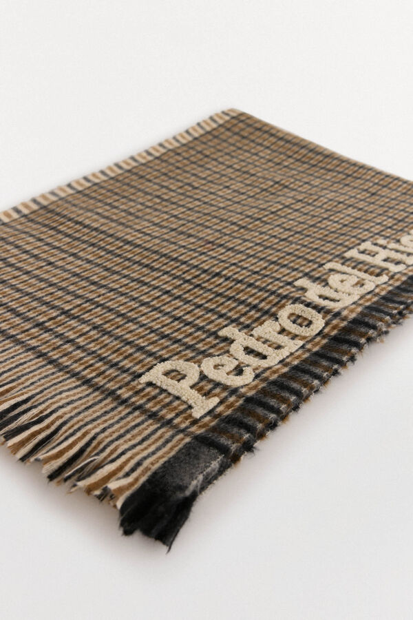 Pedro del Hierro Bufanda de pa&ntilde;o a cuadros Gris