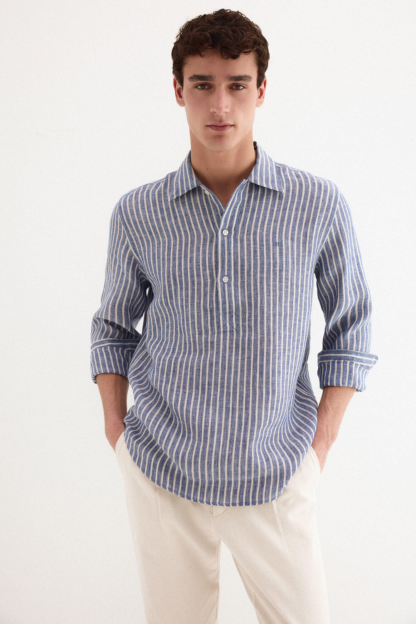 Pedro del Hierro Polera lino rayas
