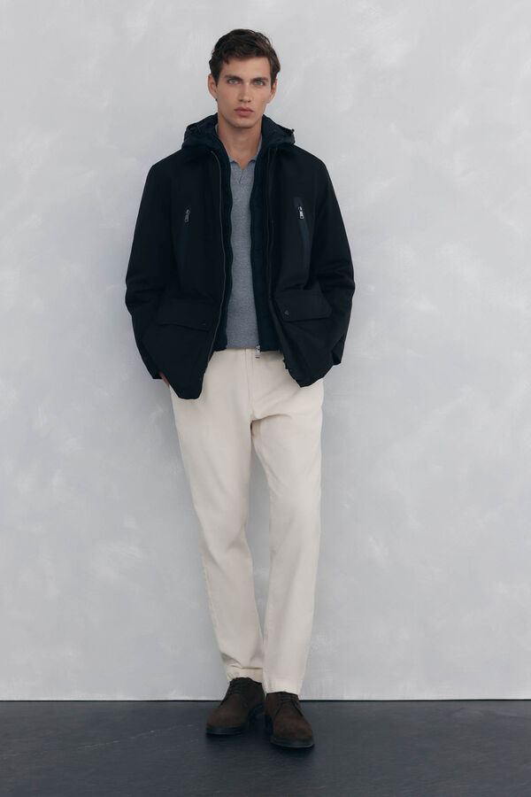 Pedro del Hierro Chamarra con vistas y cierre repelente al agua Negro