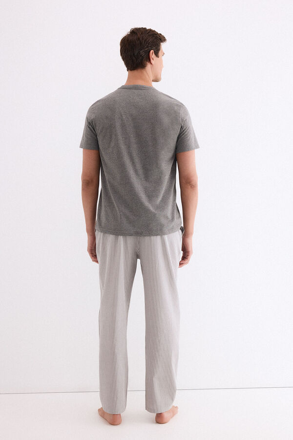 Pedro del Hierro Set de pijama punto y tela Gris