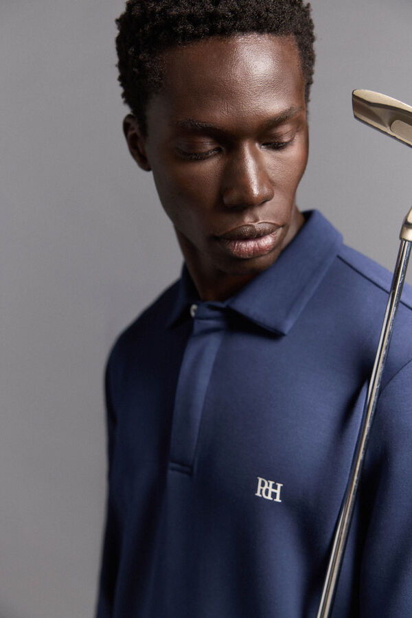 Pedro del Hierro Polo liso de manga larga golf Azul