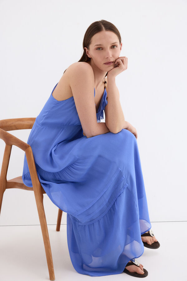 Pedro del Hierro Vestido fluido tirantes Azul