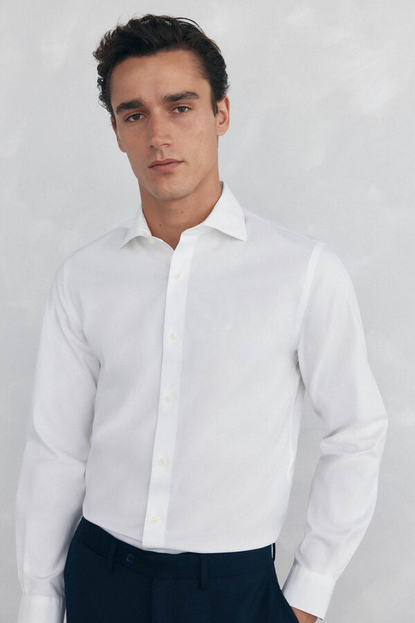 Pedro del Hierro Camisa vestir lisa non iron + antimanchas slim fit Blanco