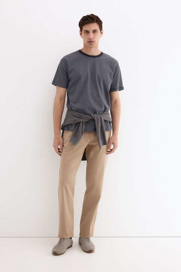 Pedro del Hierro Camiseta rayas algod&oacute;n mercerizado Azul