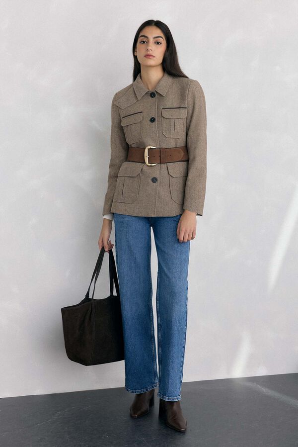 Pedro del Hierro Chamarra sahariana espiga Marr&oacute;n