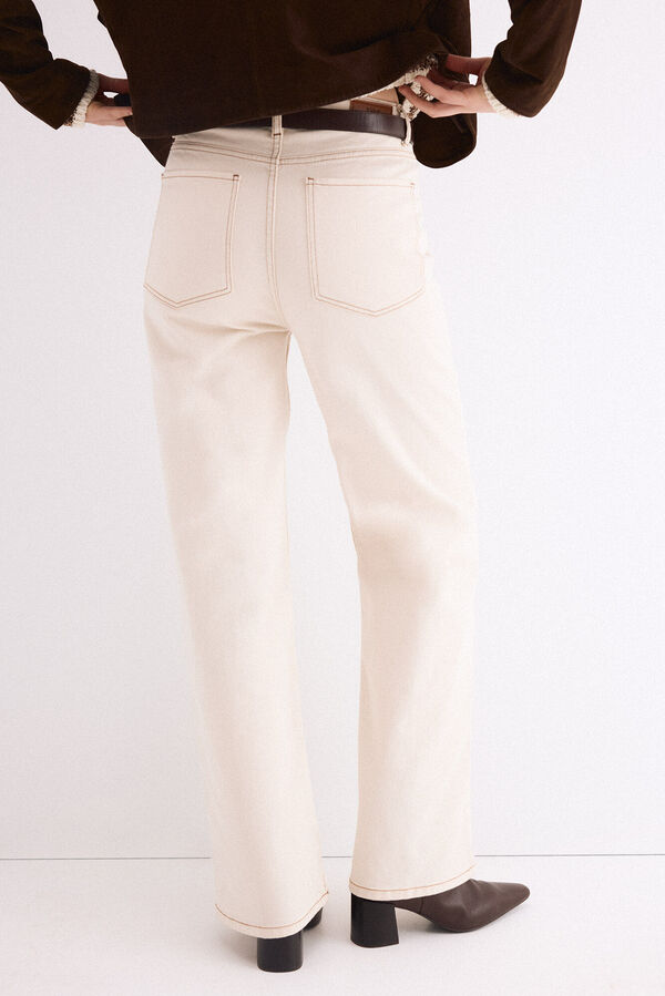 Pedro del Hierro Jeans wide leg b&aacute;sicos Beige