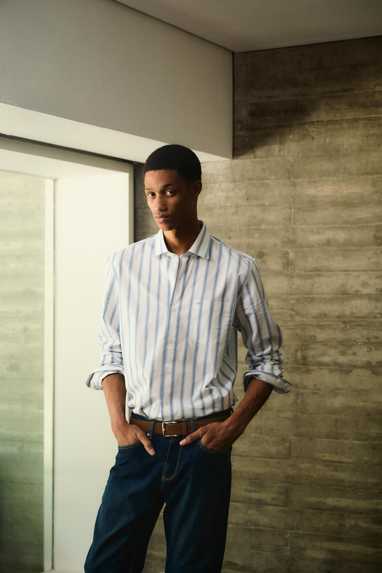 Pedro del Hierro Camisa rayas popel&iacute;n