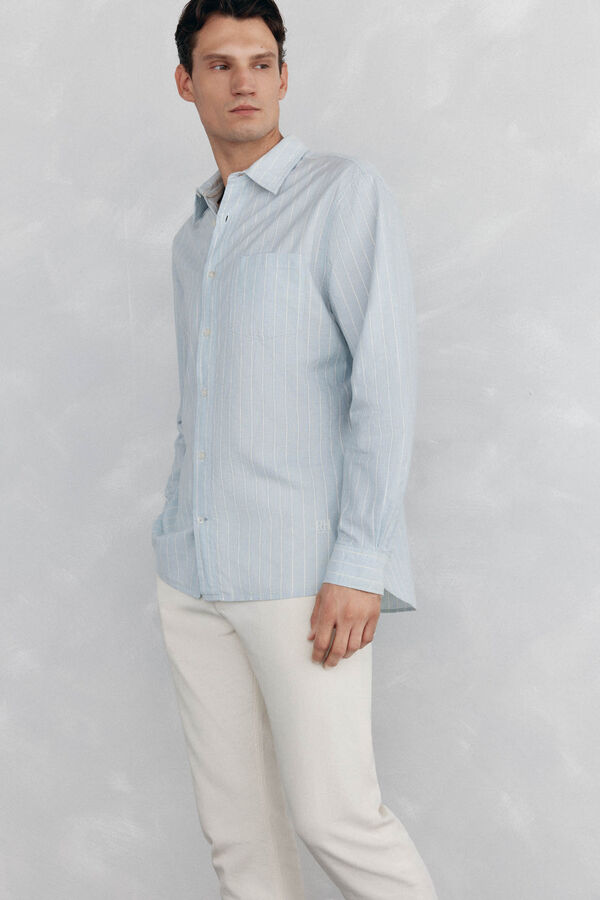Pedro del Hierro Camisa de rayas Azul
