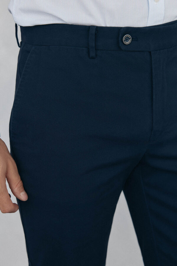 Pedro del Hierro Pantal&oacute;n chino de textura regular fit Azul