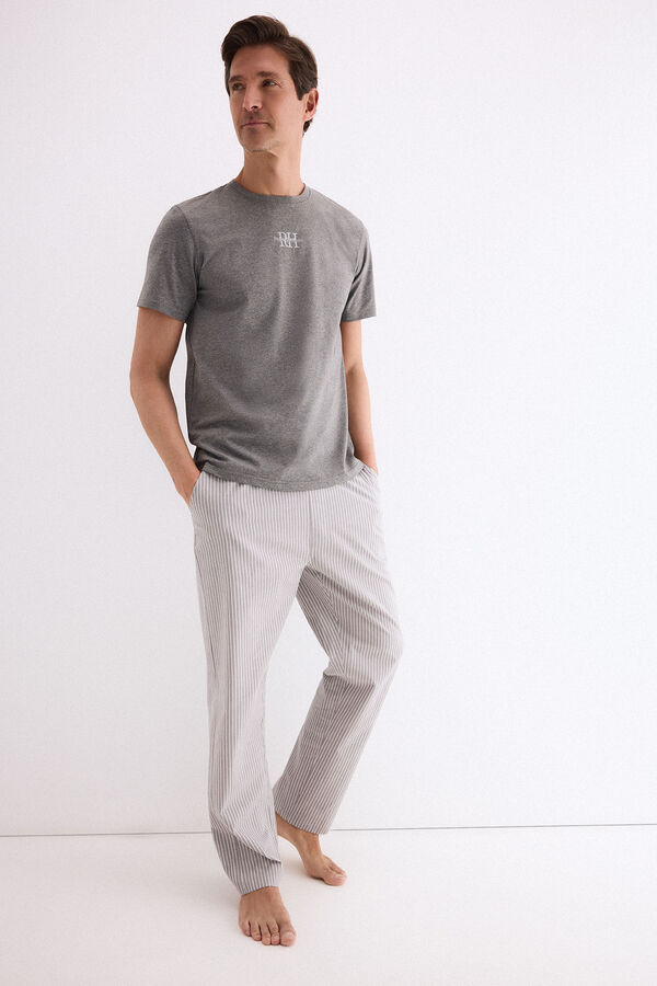 Pedro del Hierro Set de pijama punto y tela Gris