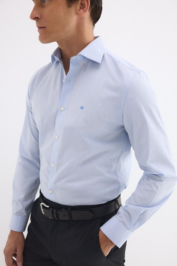 Pedro del Hierro Camisa vestir cuadros non iron + antimanchas slim fit Azul