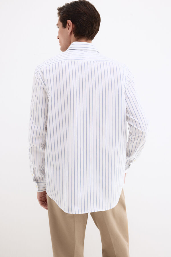 Pedro del Hierro Camisa rayas tejido italiano Azul