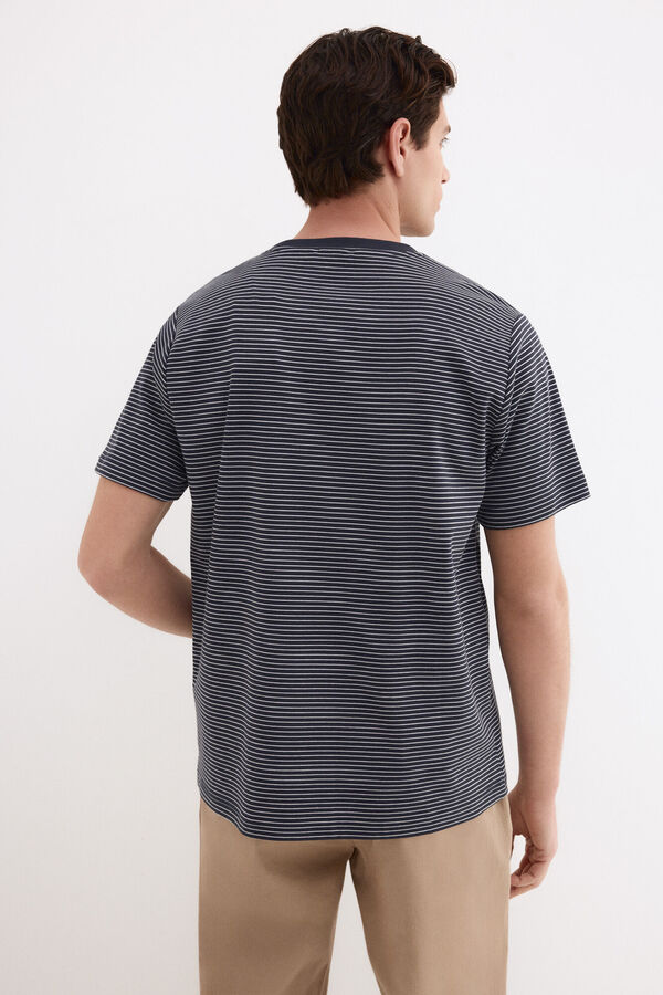 Pedro del Hierro Camiseta rayas algod&oacute;n mercerizado Azul