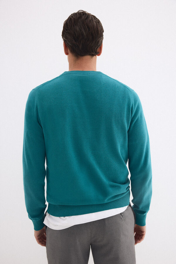 Pedro del Hierro Jersey cuello redondo big logo pecho Turquesa