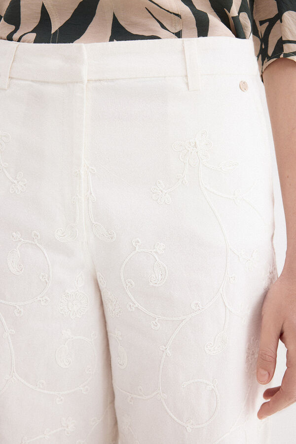 Pedro del Hierro Pantalones wide flare cl&aacute;sicos Blanco