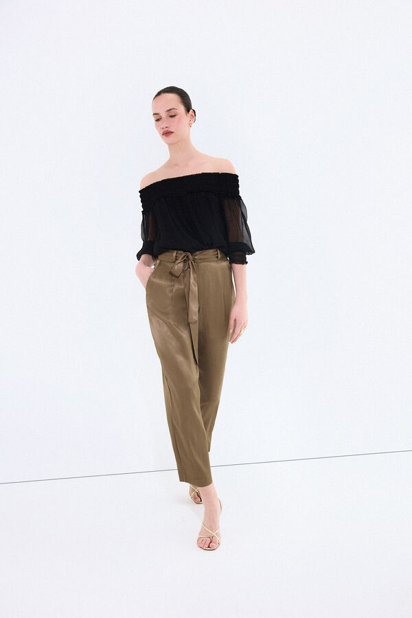 Pedro del Hierro Pantal&oacute;n satinado verde Verde