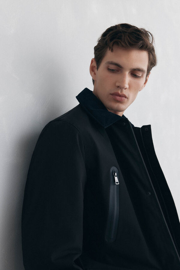 Pedro del Hierro Chamarra con vistas y cierre repelente al agua Negro