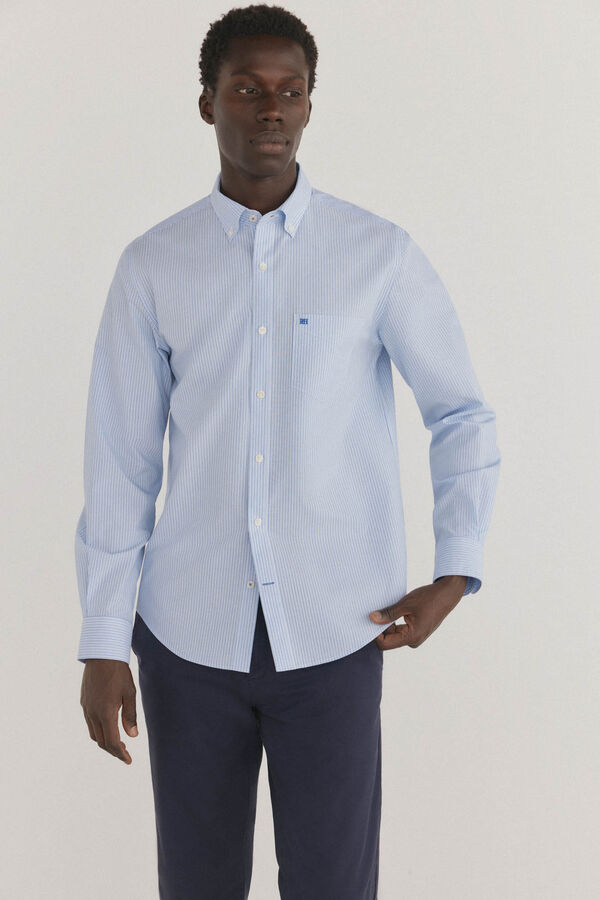 Pedro del Hierro Camisa de rayas non iron + antimanchas Azul