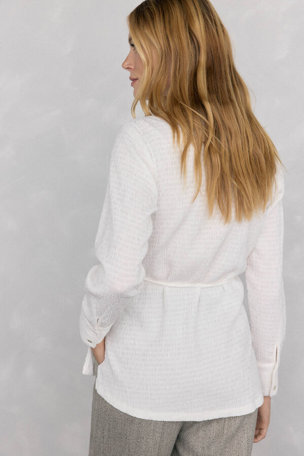 Pedro del Hierro Camisa con cuello de textura Blanco