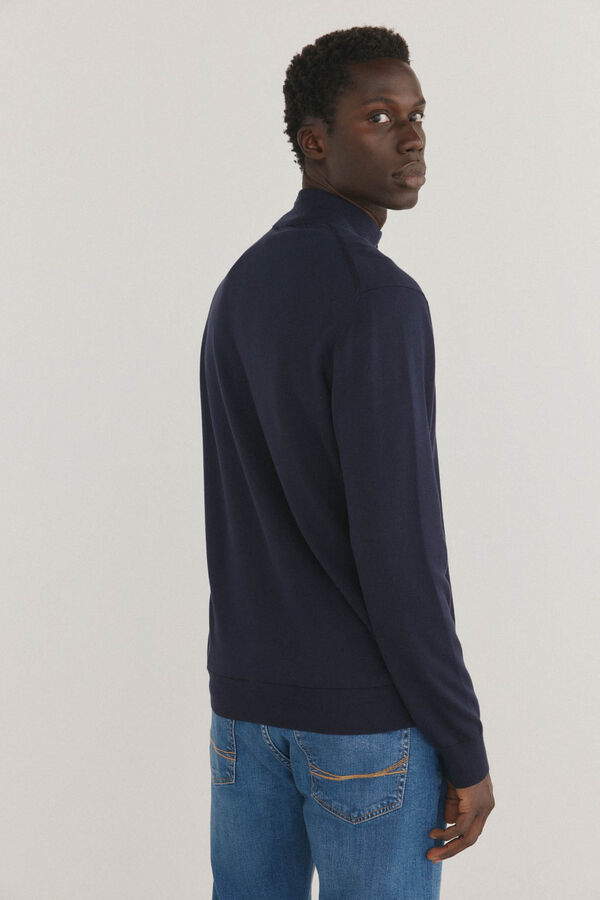 Pedro del Hierro C&aacute;rdigan fino de algod&oacute;n premium con cierre Azul