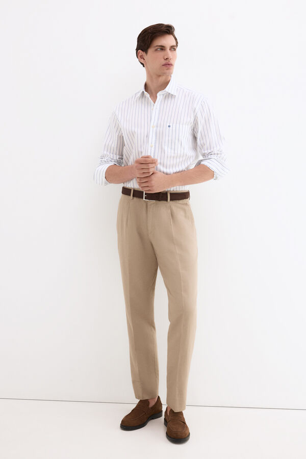 Pedro del Hierro Camisa rayas tejido italiano Azul